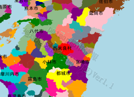 西米良村の位置を示す地図