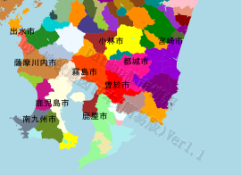 曽於市の位置を示す地図