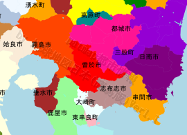 曽於市の位置を示す地図