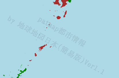 鹿児島県の位置を示す地図(南西諸島方面)