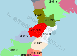 宜野湾市の位置を示す地図