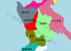 嘉手納町の位置を示す地図