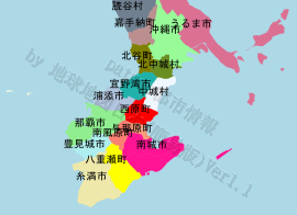 西原町の位置を示す地図
