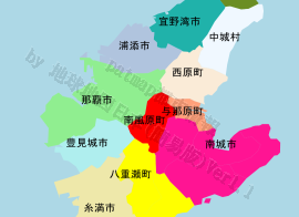 南風原町の位置を示す地図